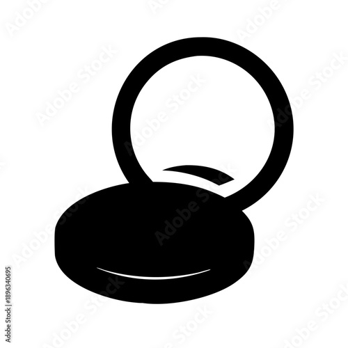 Minimalist hand-drawn closed makeup powder compact, beauty and cosmetics icon