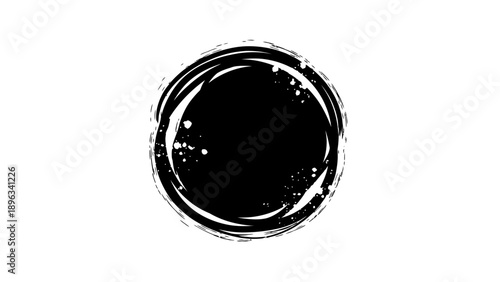 Black Ink Blot on Paper Background.