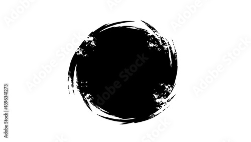 Black Circle Brush Stroke Mark.