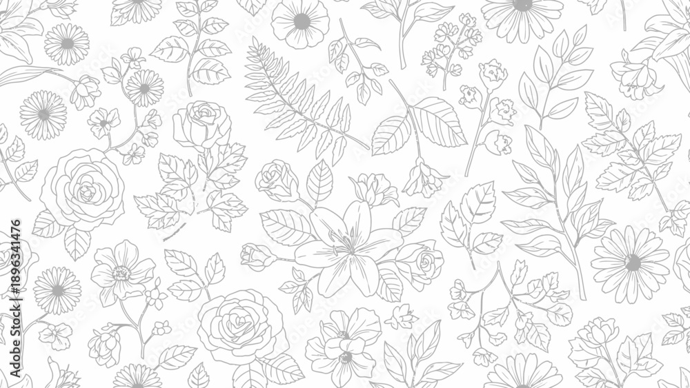 Fototapeta premium Floral Pattern Line Art Design.
