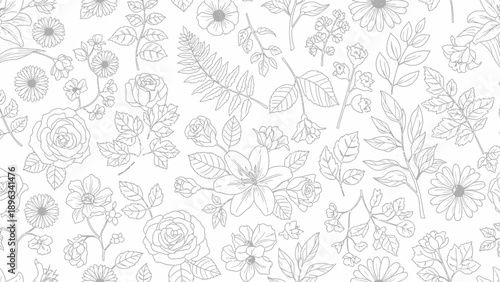 Floral Pattern Line Art Design.