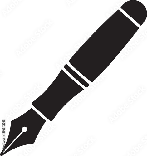 Black fountain pen on white background writing calligraphy