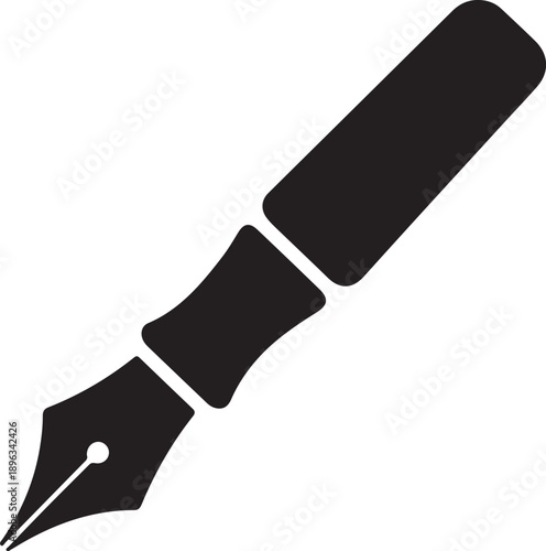 Black fountain pen on white background writing