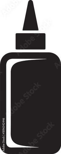 Black glue bottle with pointed cap adhesive liquid