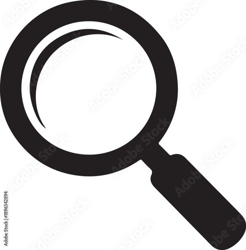 Black magnifying glass on white background search symbol