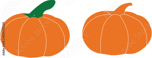 Hand Drawn Pumpkin Illustration Minimal Autumn Sketch, autumn themes, Halloween designs, harvest graphics, and seasonal decorations, Handmade pumpkin sketch illustration with simple flat style.