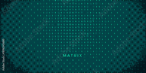 Digital matrix background with cascading green code and the word matrix