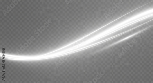 Glowing white light streaks on a transparent background with a subtle gradient effect creating a sense of movement and energy