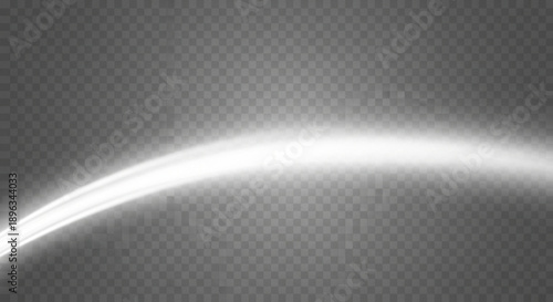 A grayscale image of a white curved line on a transparent background with a subtle gradient effect and a checkered pattern