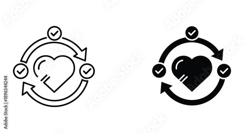 Hand drawn circular love heart arrows continuous line art vector illustration minimalist romantic symbol for relationship and dating design