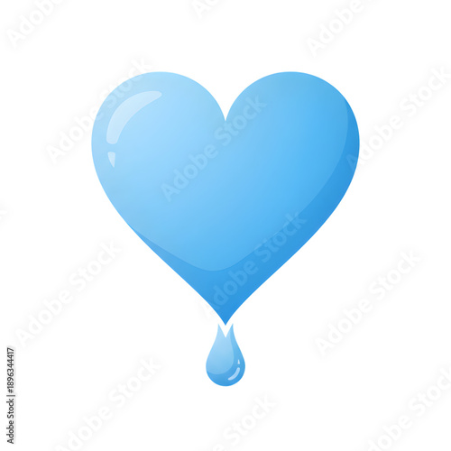 blue heart water drop icon isolated on transparent background