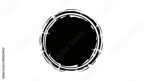 Black circle with white outline design.