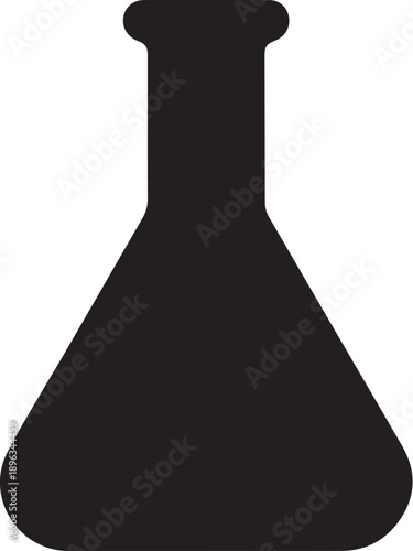 Black silhouette of a laboratory flask science chemistry
