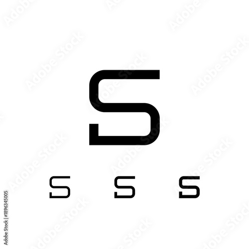 Letter S, digital alphabet cyber font, including set of three different set letters, regular, medium, semi bold, vector illustration 10EPS