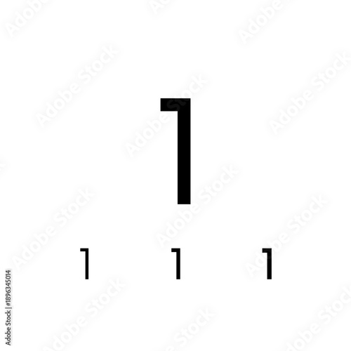 Number 1, digital numeral one, including set of four different cyber numbers, regular, medium, semi bold, vector illustration 10EPS