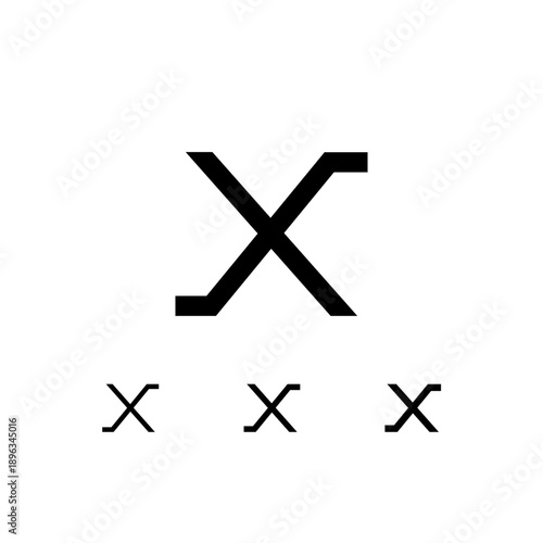 Letter X, digital alphabet cyber font, including set of three different set letters, regular, medium, semi bold, vector illustration 10EPS