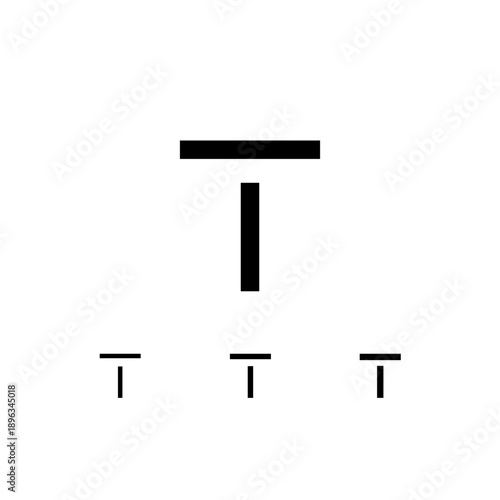 Letter T, digital alphabet cyber font, including set of three different set letters, regular, medium, semi bold, vector illustration 10EPS