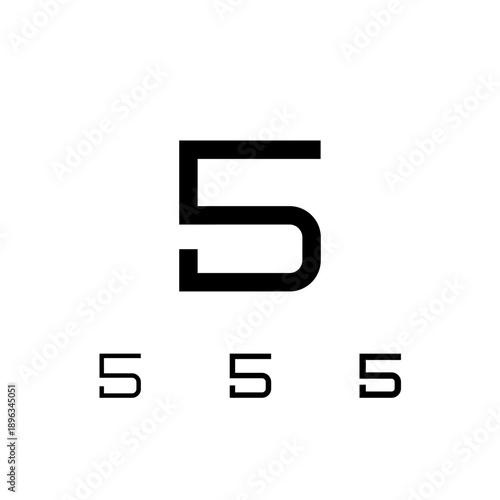 Number 5, digital numeral five, including set of four different cyber numbers, regular, medium, semi bold, vector illustration 10EPS