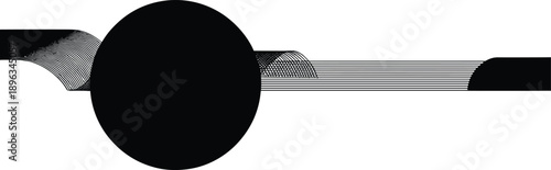 Abstract minimalist black circle with flowing horizontal lines creating modern geometric balance and contemporary vector composition