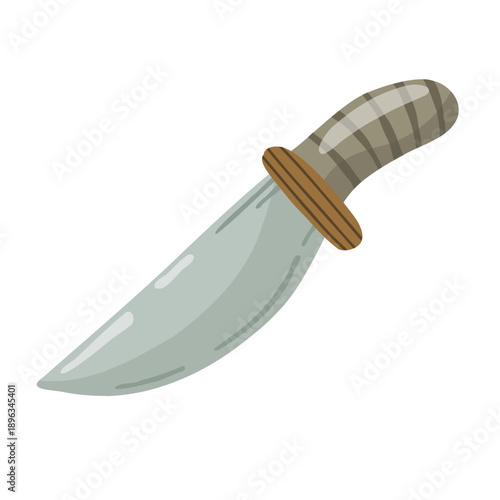 Decorative tweaked pirate knife with a beautiful handle, vector design element