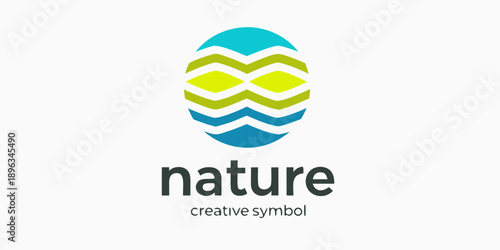 Abstract wave design with the word nature in bold typography