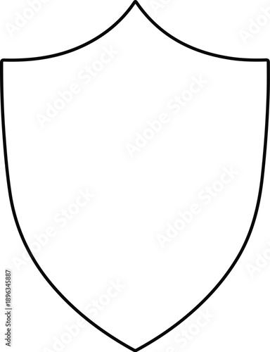 Simple clean white shield shape graphic design for heraldry or emblem use