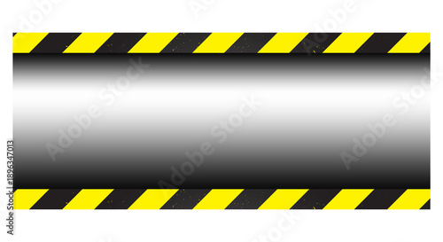 Chrome metallic industrial warning background with black and yellow hazard stripes, shiny steel panel texture for safety signage, factory caution alerts and industrial risk warning design
