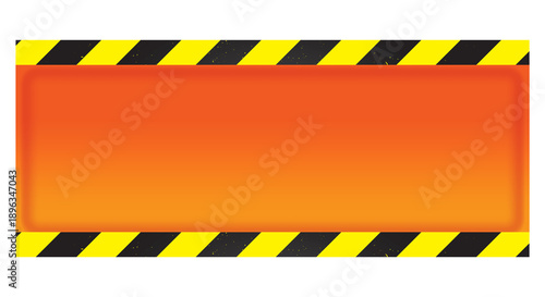Orange gradient industrial warning background with black and yellow hazard stripes, safety alert panel for construction site, factory risk area, caution signage and industrial banner design