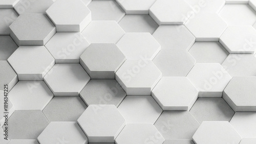 Abstract white and grey hexagonal 3d tiles background pattern