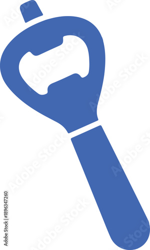 Blue bottle opener tool with ergonomic handle isolated on transparent background