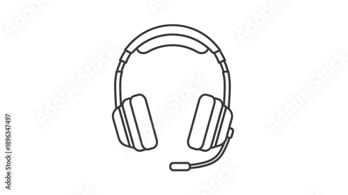 a simple line drawing of headphones with a microphone minimalist silhouette