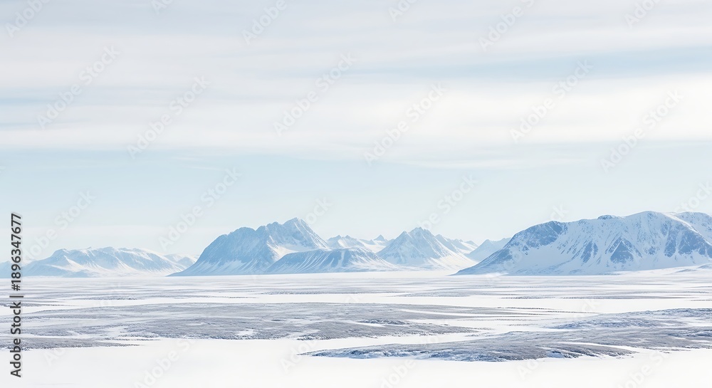 custom made wallpaper toronto digitalTranquil Greenland Snowscape with Distant Majestic Peaks and Pristine Plains Under Brilliant Sky