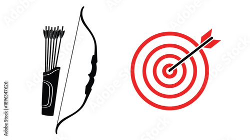archery equipment with bow arrows and target illustration a striking silhouette