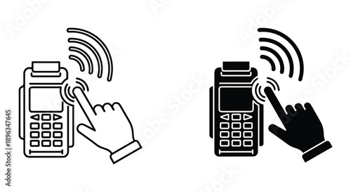 Payment Terminals with Contactless Payment Options in Black and White