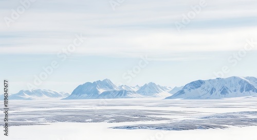 Wallpaper Mural Tranquil Greenland Snowscape with Distant Majestic Peaks and Pristine Plains Under Brilliant Sky Torontodigital.ca