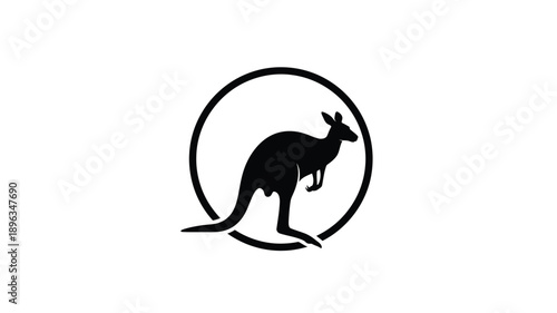 kangaroo within a circle emblem design minimalist illustration silhouette