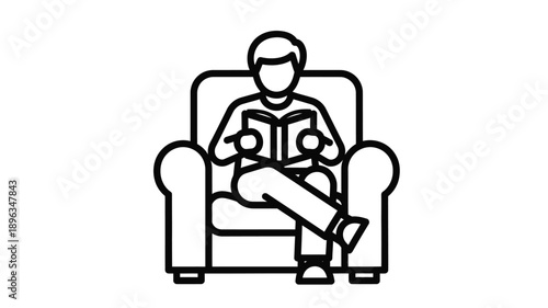 a person sitting in an armchair and reading a book silhouette