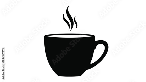 a steaming cup of coffee graphic with rising vapor a simple silhouette