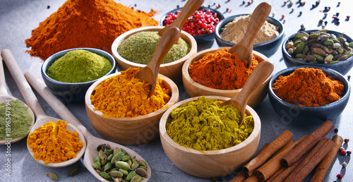 Wallpaper Mural Variety of spices on kitchen table Torontodigital.ca