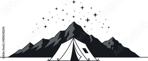 Camping in the mountains under a starry night sky