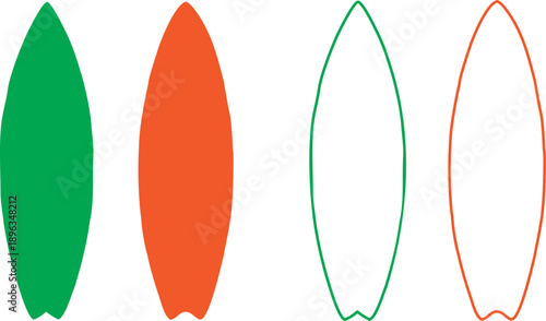 Surfboards Vector illustration, beach silhouette summer icon, Surfboards logo