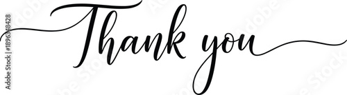 Elegant Script " Thank You" Vector Text Design Element  illustration icon silhouette