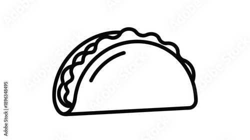 a simple black and white line drawing of a delicious taco silhouette