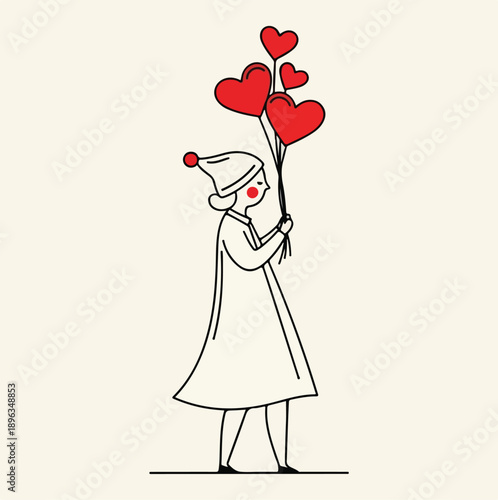 Carrying Love: Retro Minimalist Heart Illustration