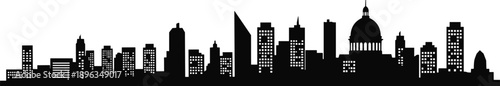  Black Cityscape Silhouette with Dome Building Vector Landmark Skyline