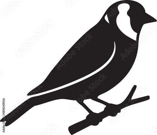 Black silhouette of a small bird perched on a branch