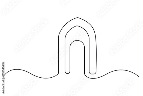 Continuous one line drawing of mosque arch islamic architecture vector illustration
