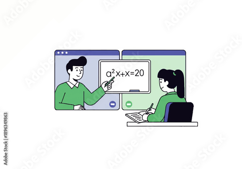 Remote mathematics tutoring session between teacher and student.