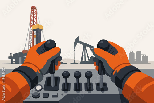 Controlling oil drilling rig operations and pumpjack production with industrial levers