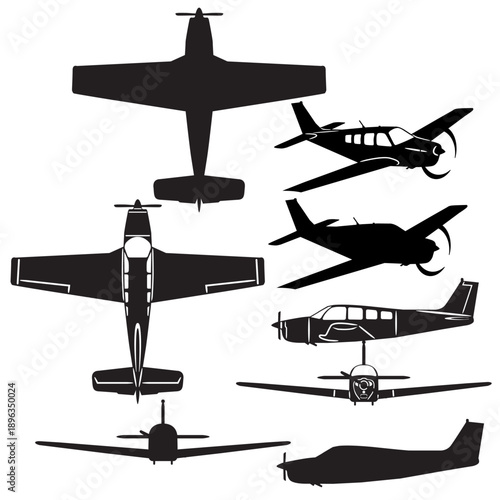 Small proppeler airplane vector set for laser and plasma cut
